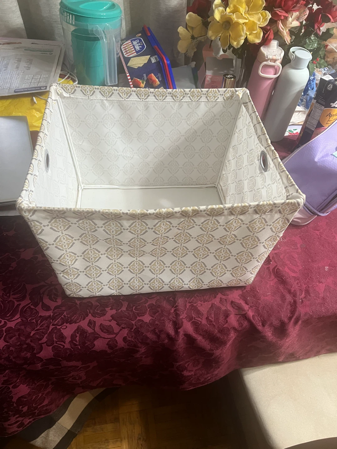 Decorative fabric storage bin