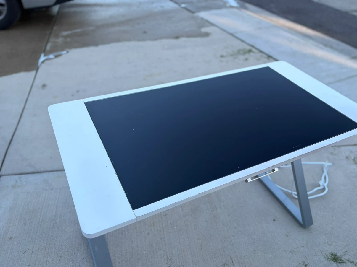 Modern White and Black Desk with Drawer - photo 3