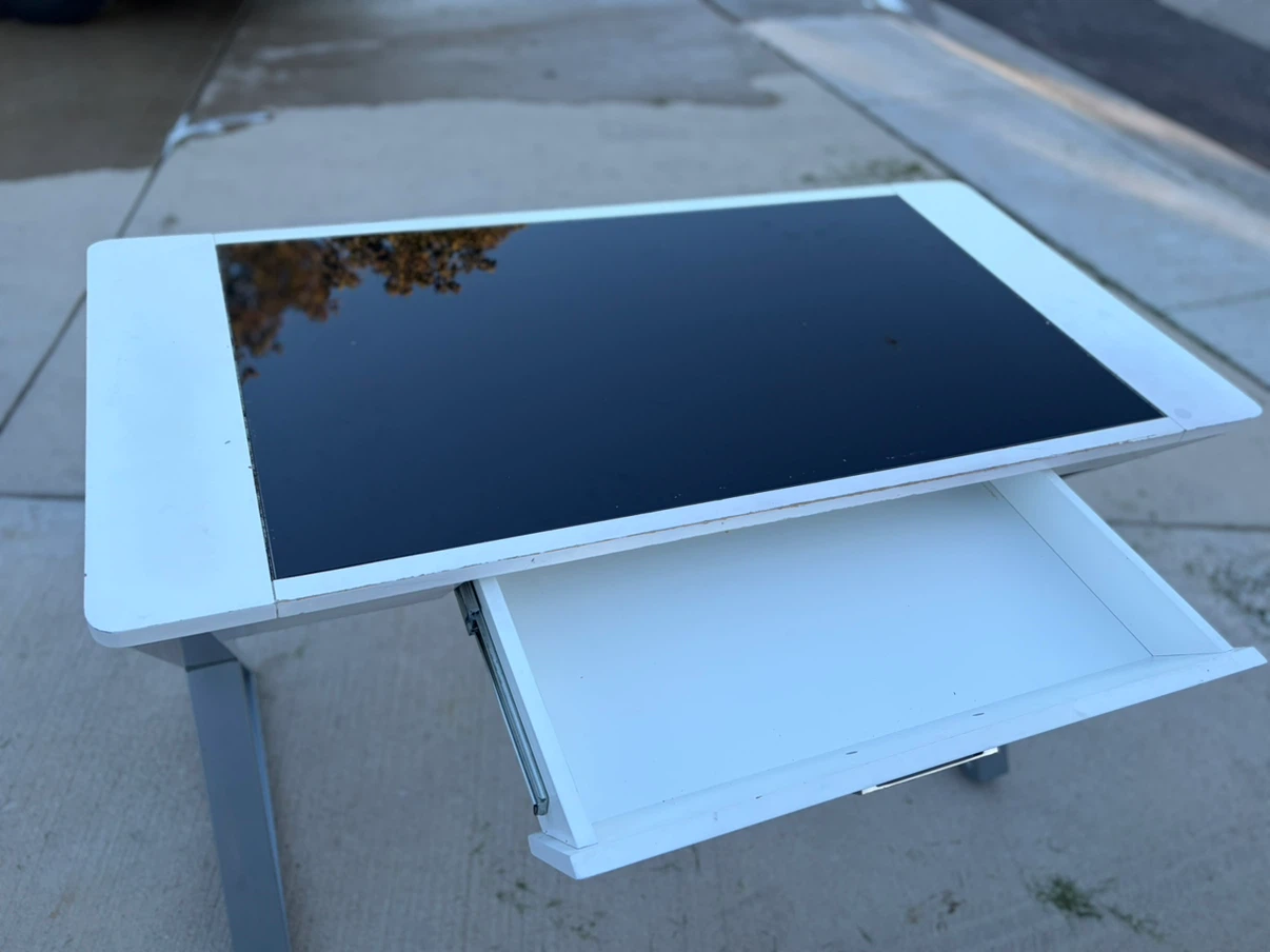 Modern White and Black Desk with Drawer - photo 4
