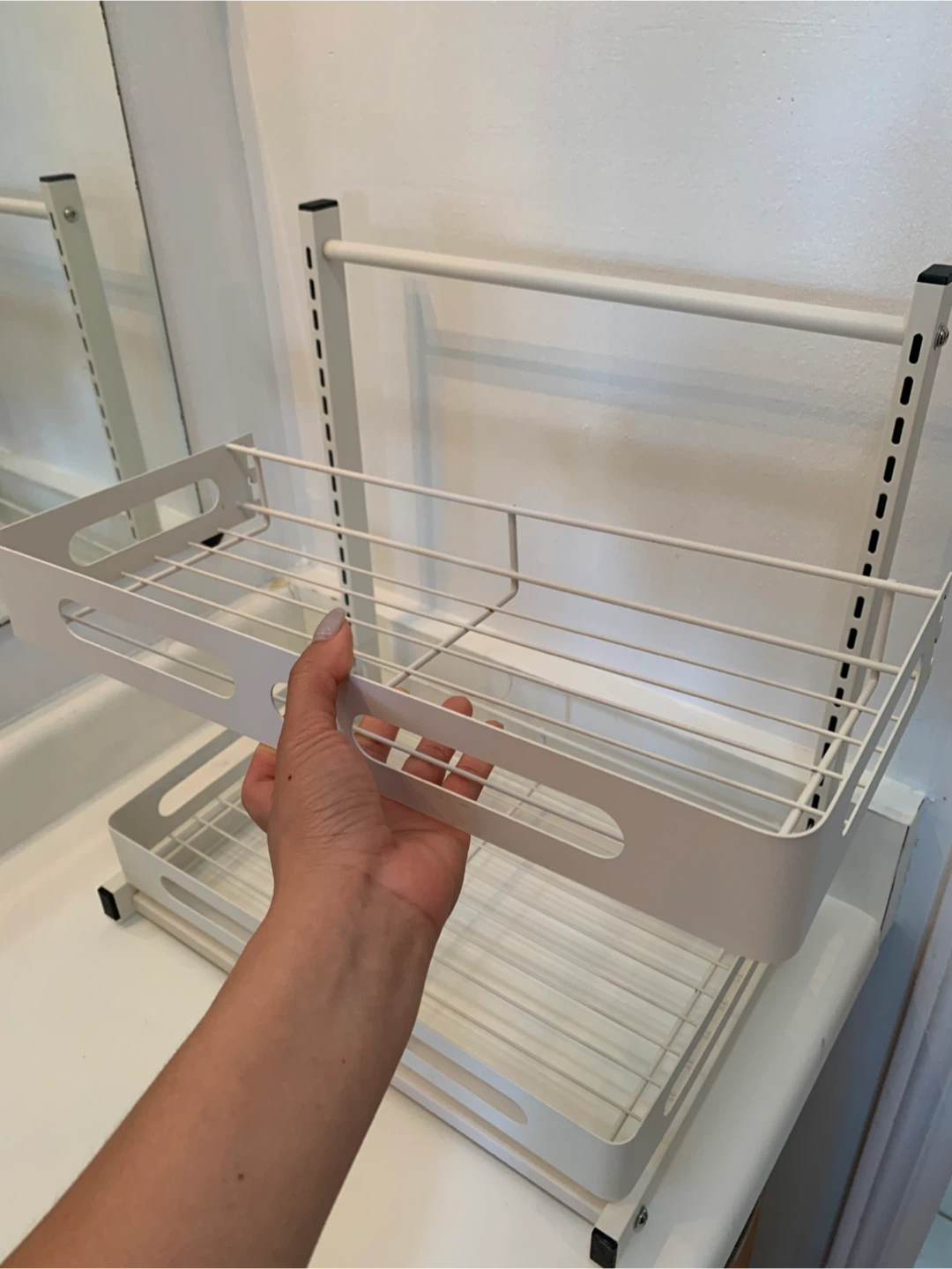 Two-Tier White Metal Undersink Shelf - photo 3