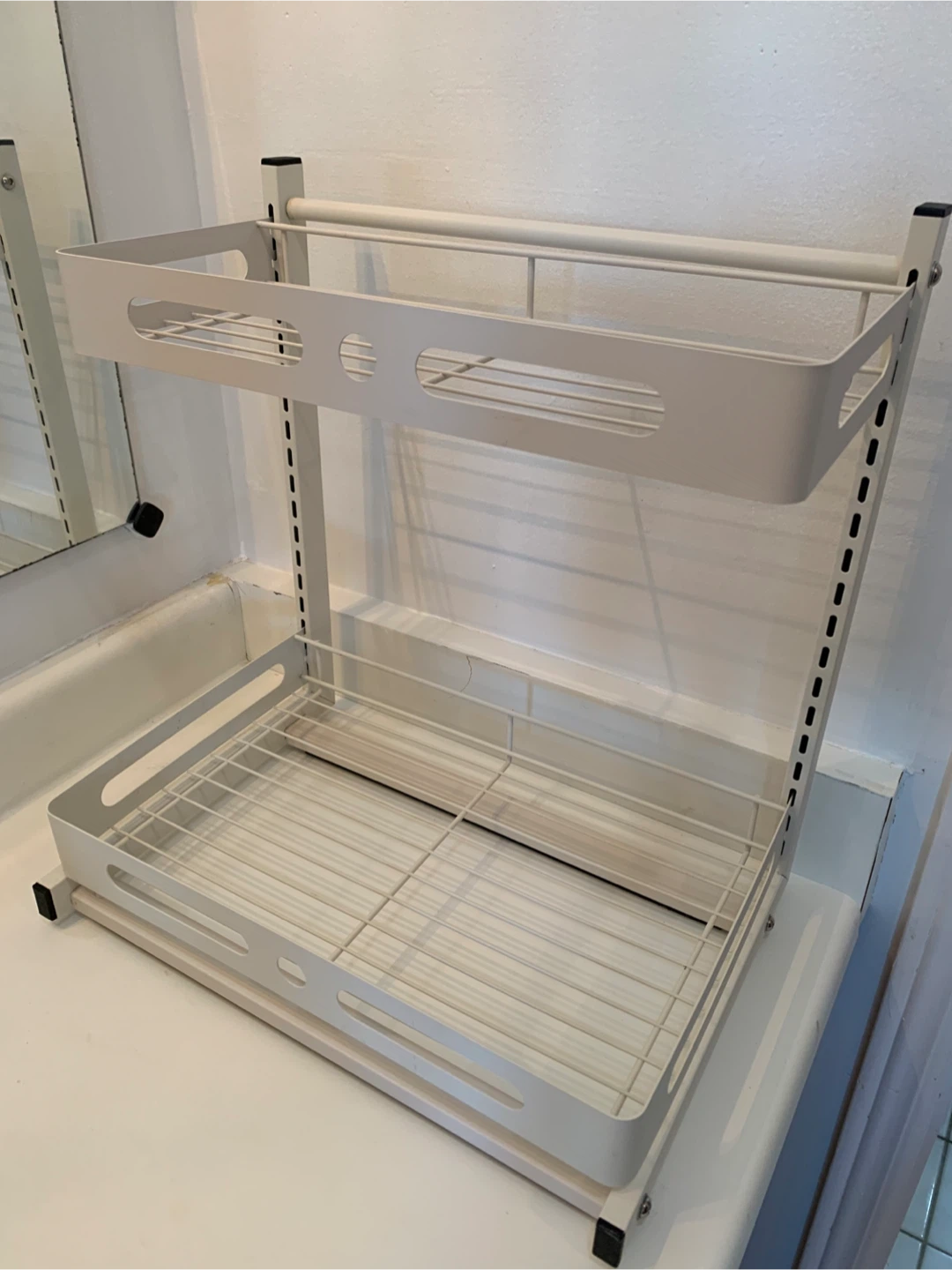 Two-Tier White Metal Undersink Shelf - photo 4
