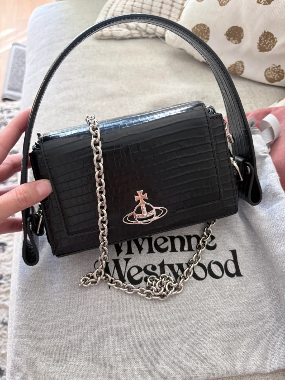 Vivienne Westwood Black Croc Embossed Handbag - photo 4