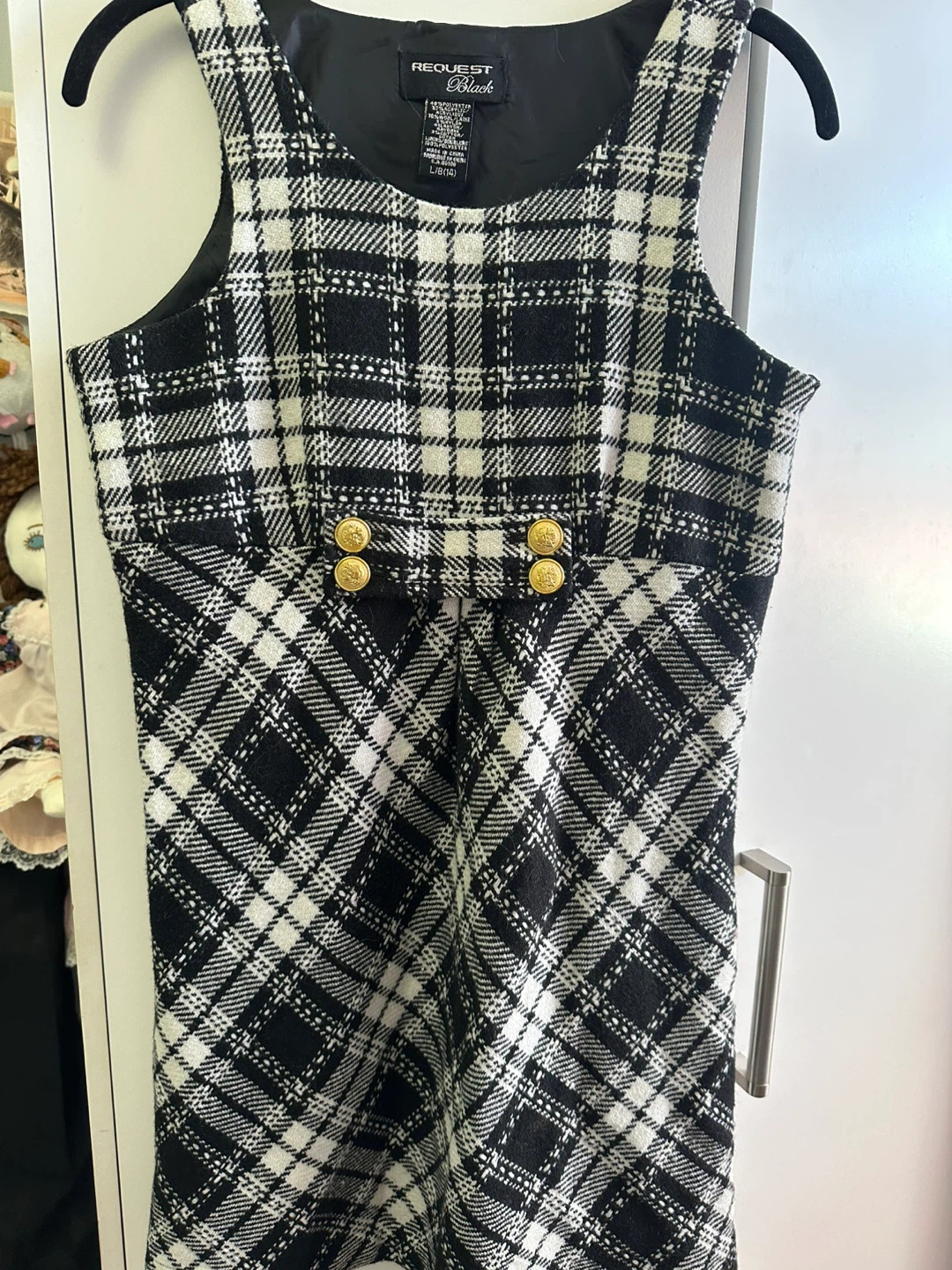 Request Black Plaid Sleeveless Dress