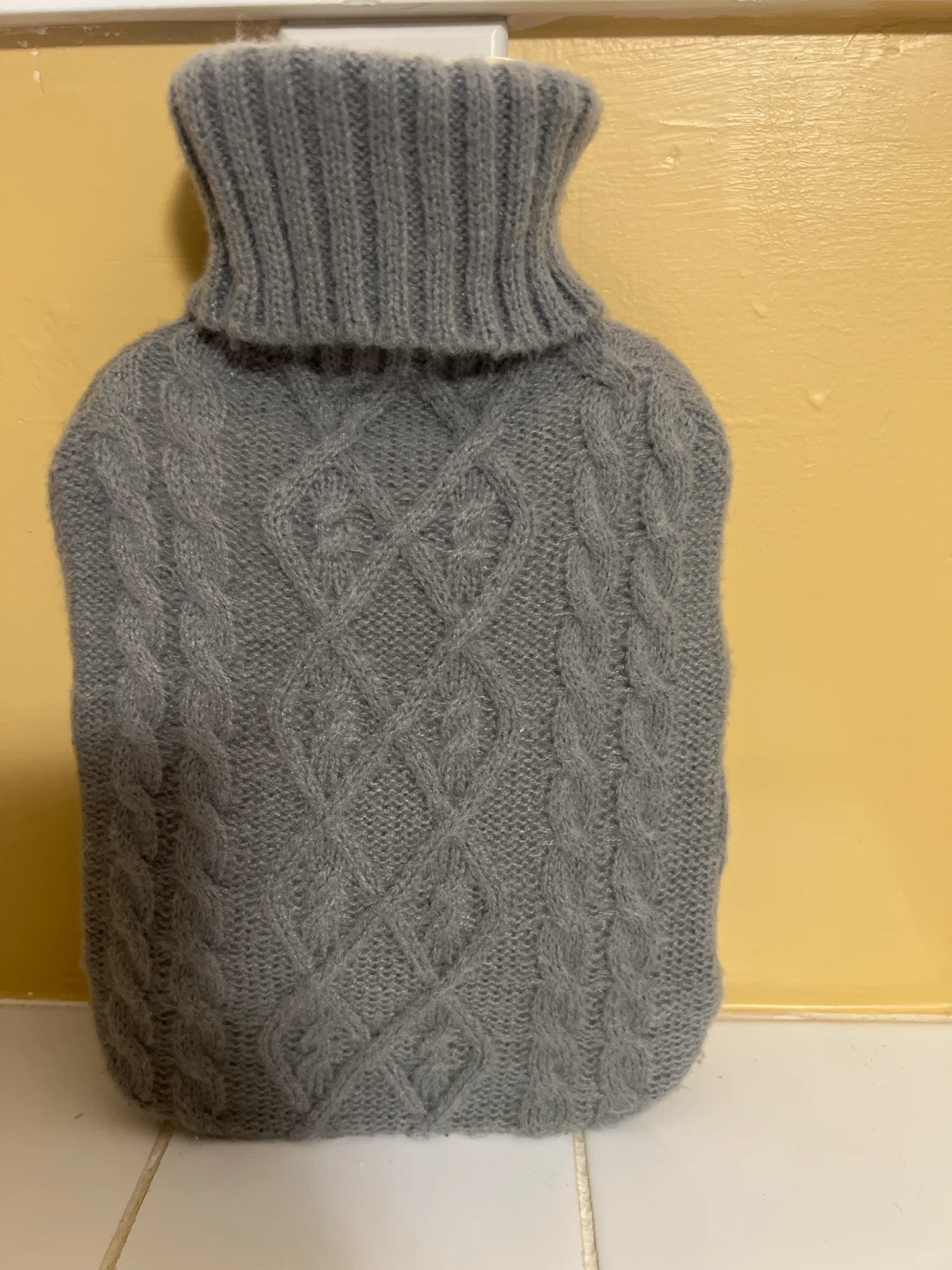 Grey Knit Hot Water Bottle Cover