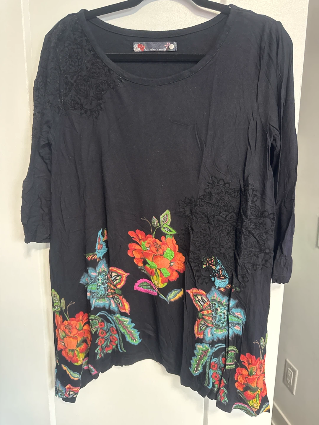 Different is Beautiful black floral top