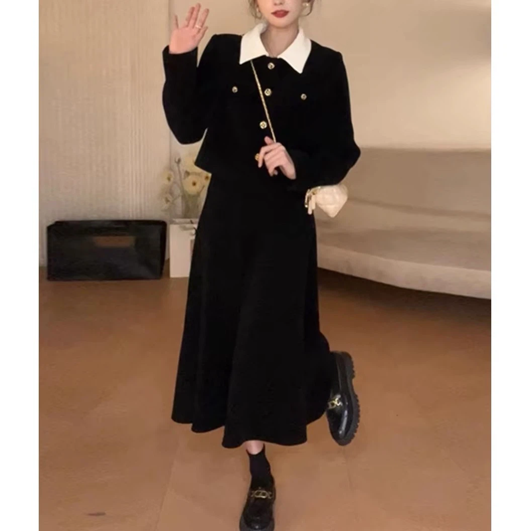 Black Corduroy Two-Piece Set Size S