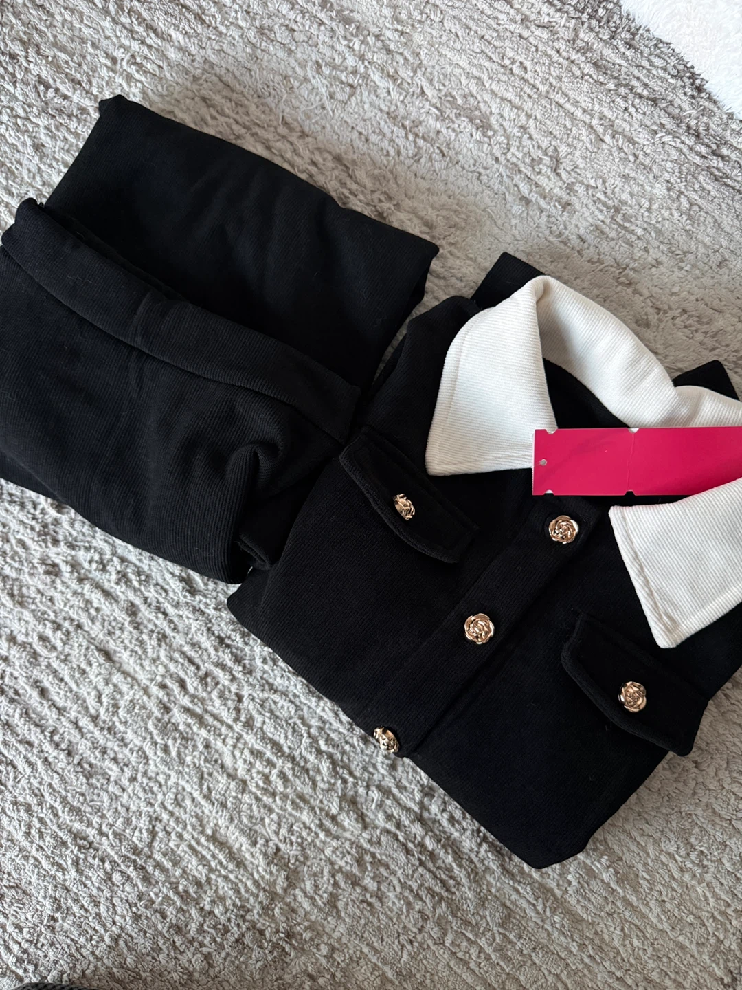 Black Corduroy Two-Piece Set Size S - photo 2