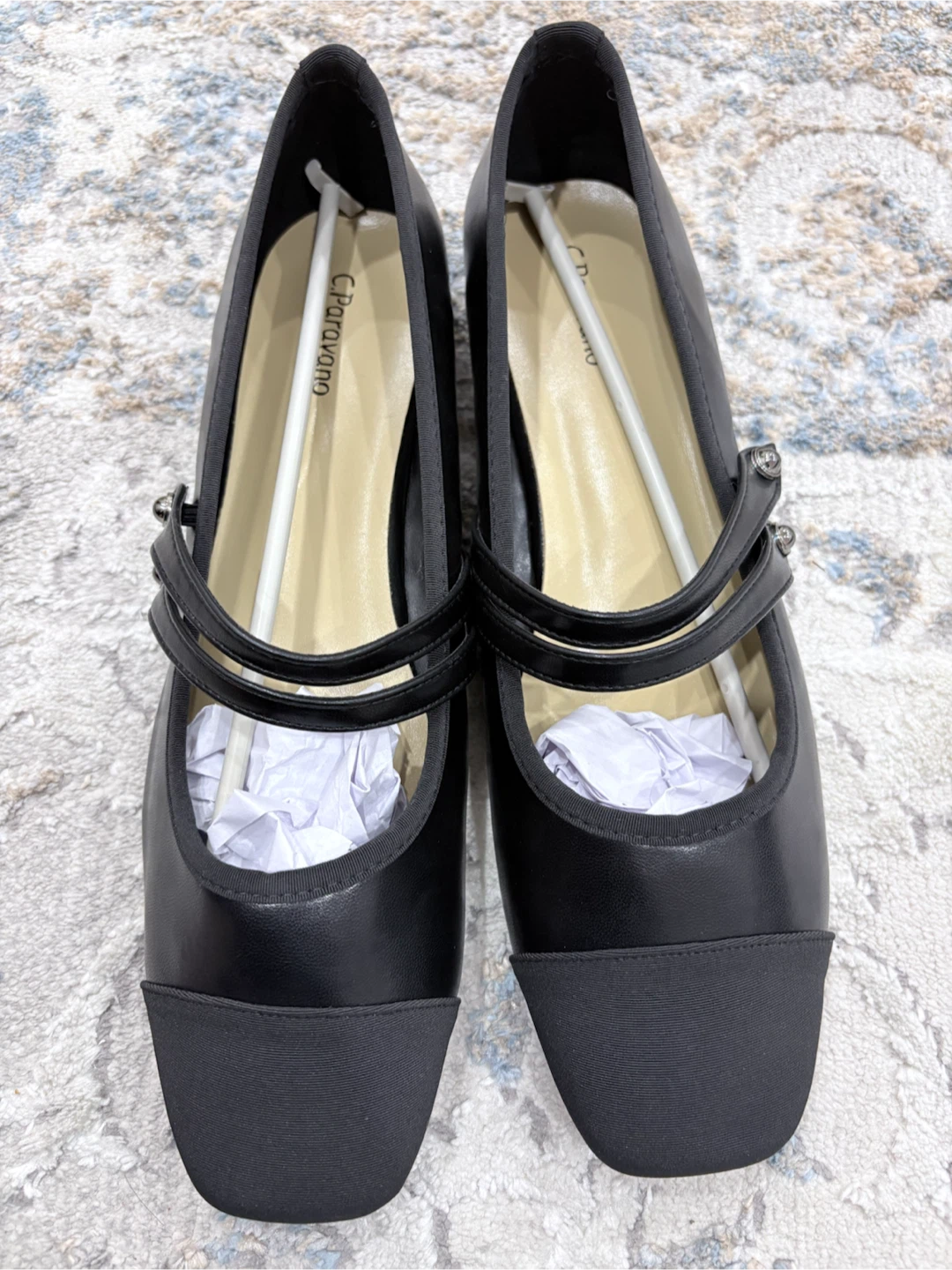 C.Paravano Black Mary Jane Flats