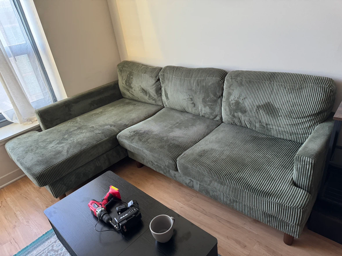 Green Corduroy Sectional Sofa