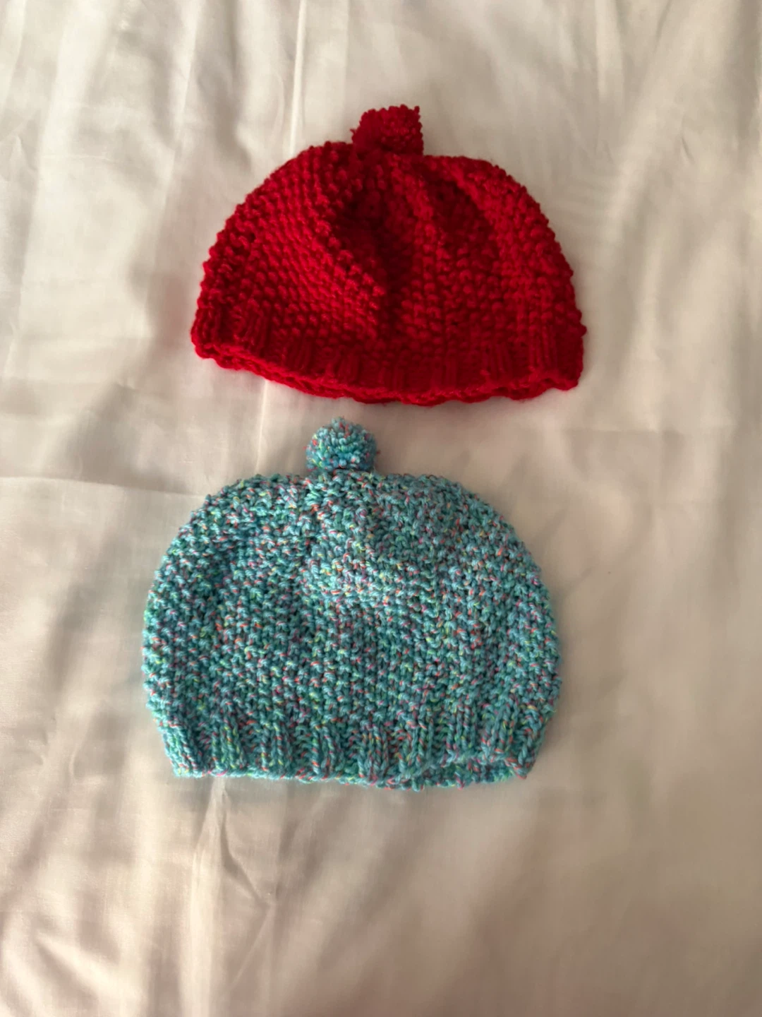 Set of Two Hand-Knitted Pom-Pom Beanies - photo 2