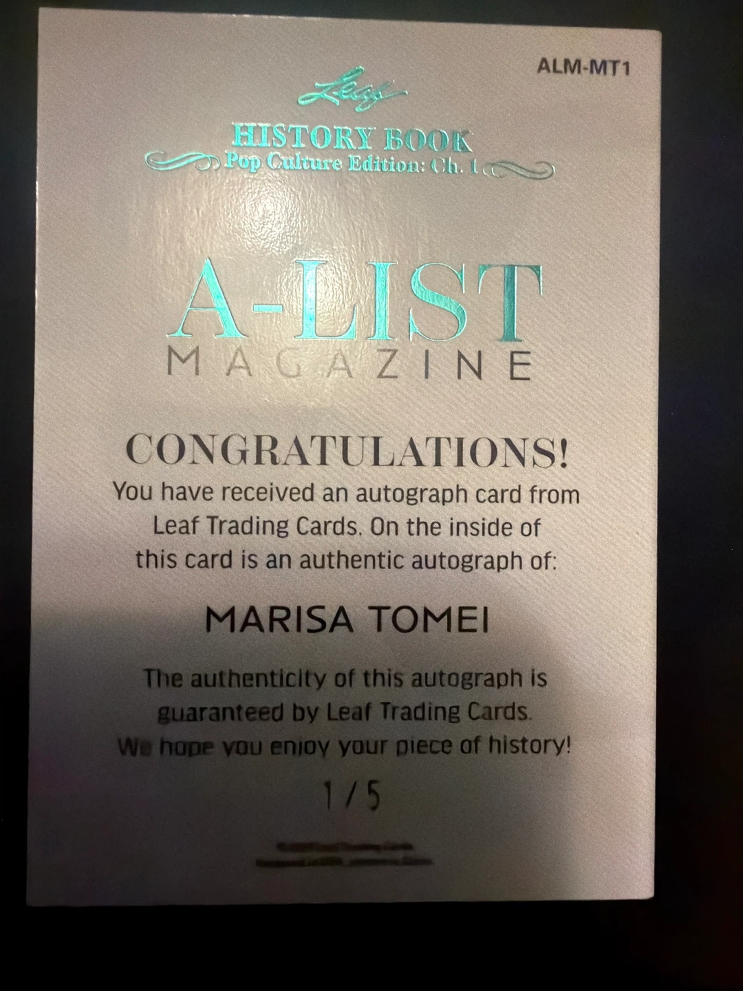 Leaf A-List Magazine Vol. 1 Issue 1 Trading Card - photo 3
