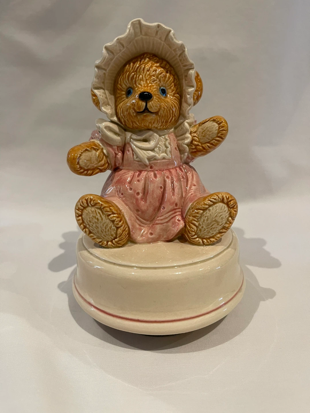 Vintage Ceramic Teddy Bear Musical Box