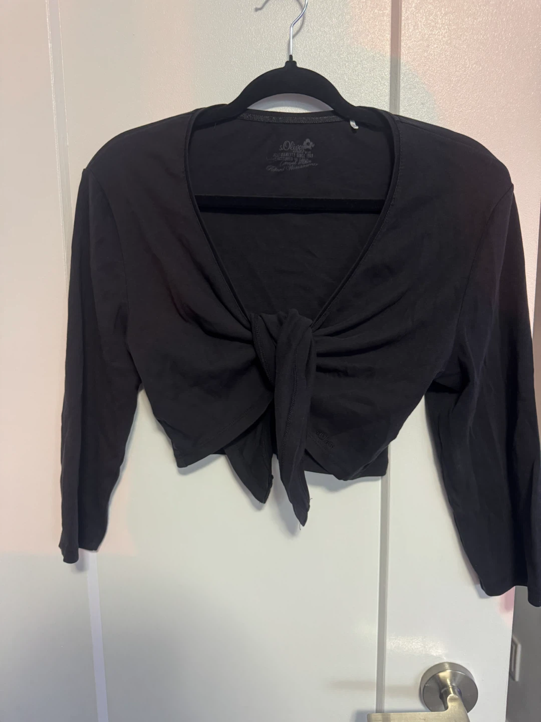 s.Oliver black tie-front top