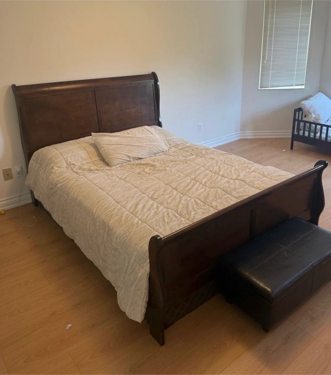 Dark Wood Sleigh Bed Frame
