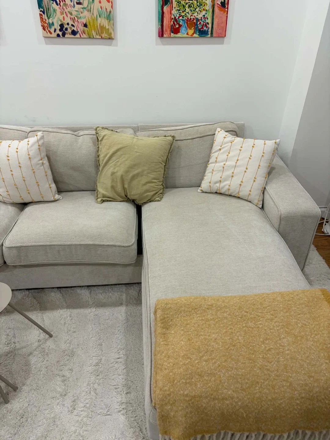 Light Beige L shaped Sofa - photo 3