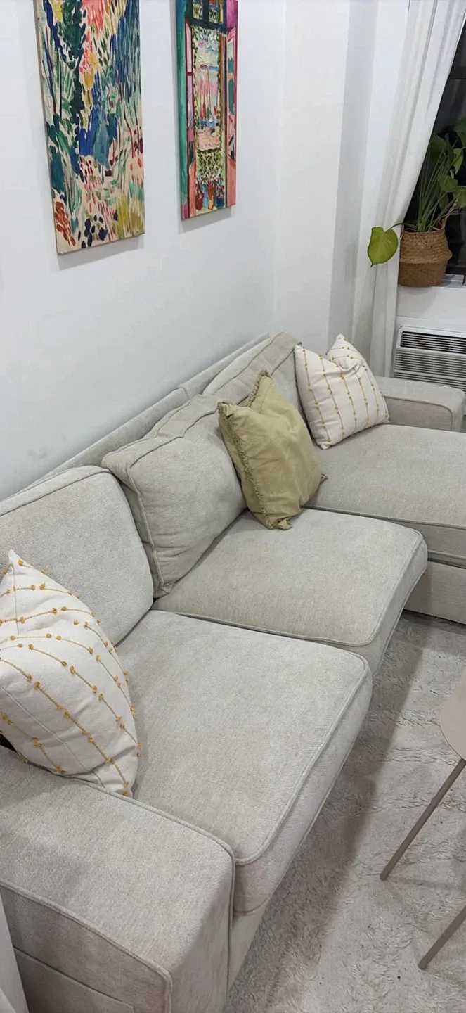 Light Beige L shaped Sofa - photo 5
