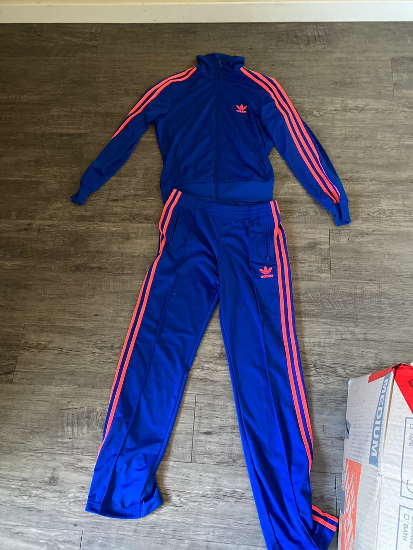 Adidas Blue and Orange Tracksuit Set