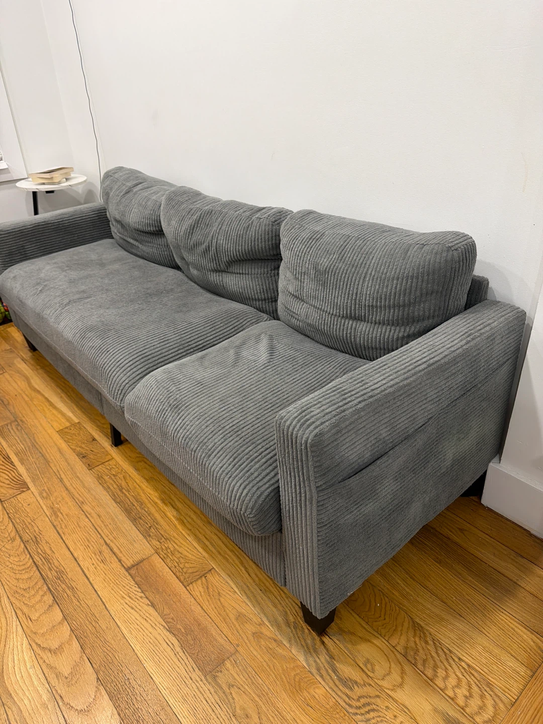 Gray Corduroy Sofa - photo 2