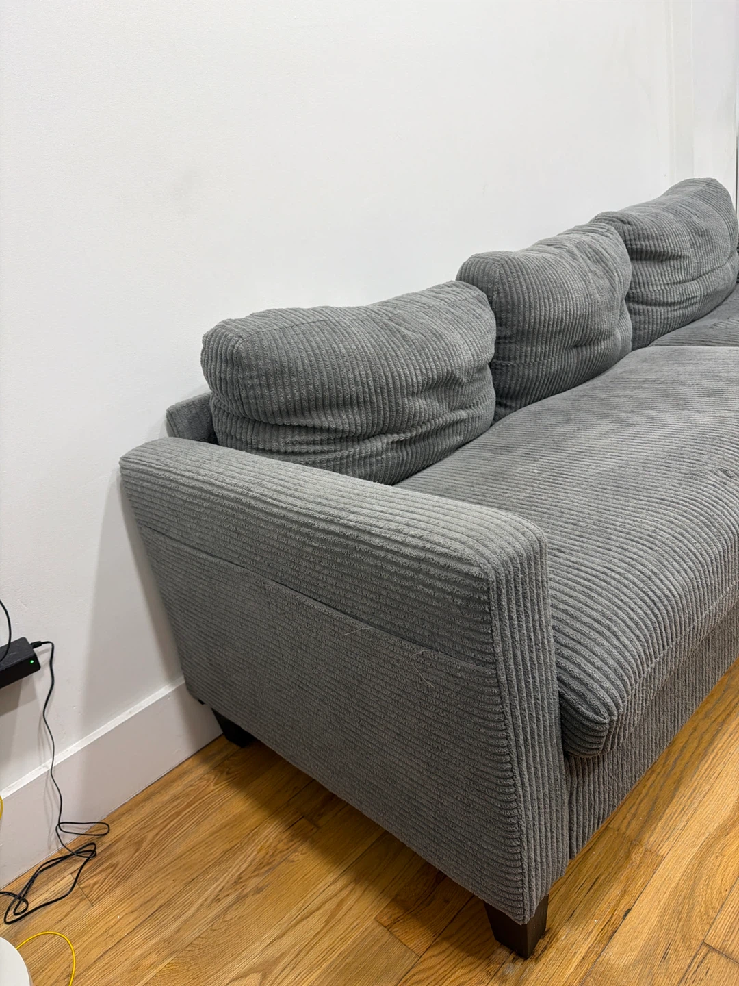 Gray Corduroy Sofa - photo 3
