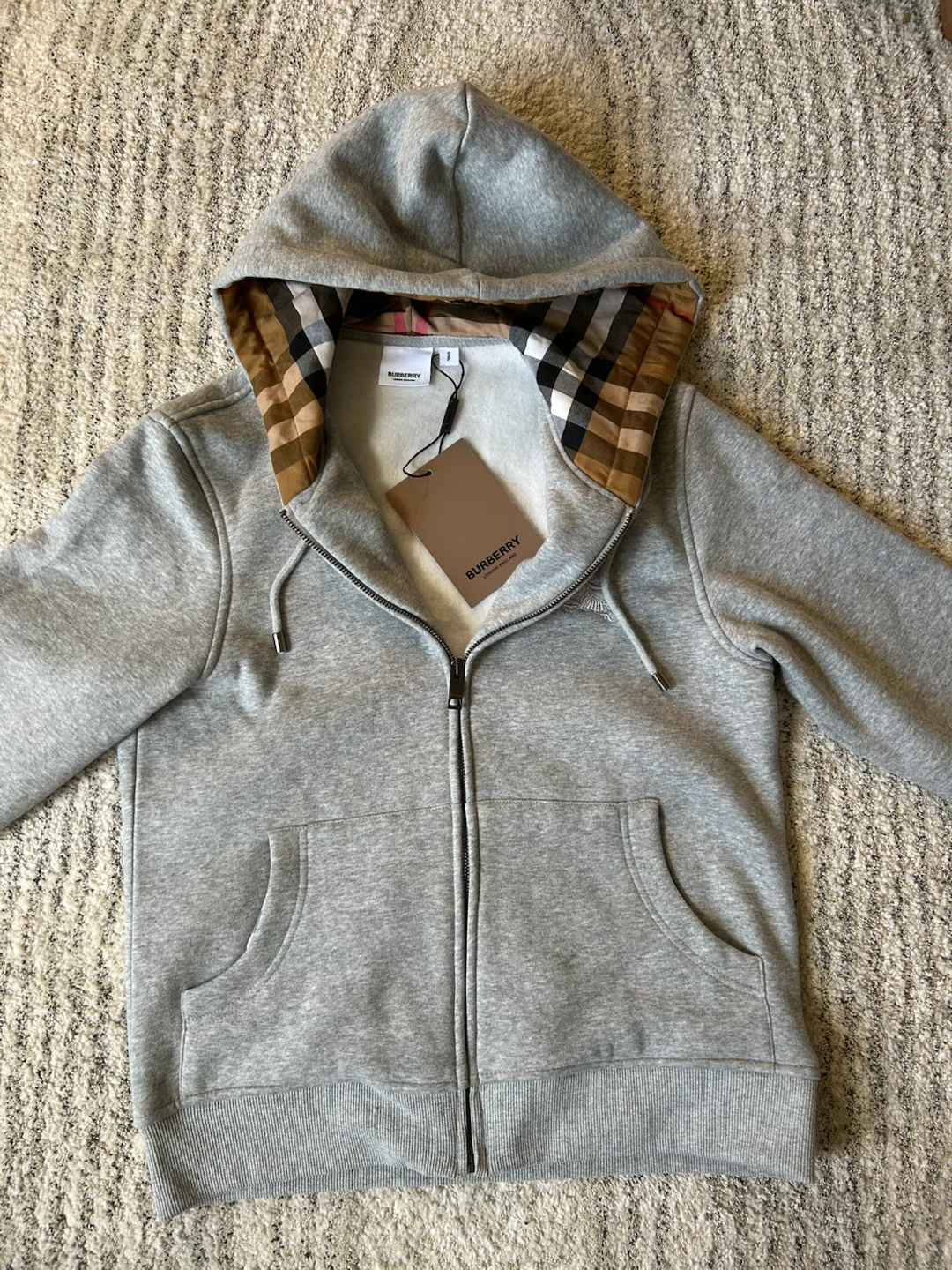 Burberry Grey Zip-Up Hoodie