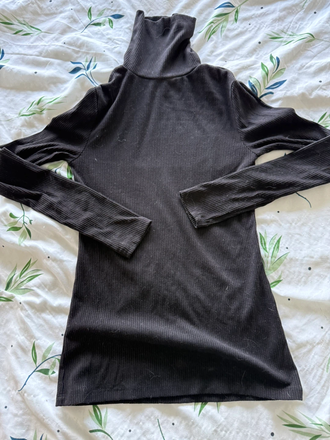 Black Ribbed Turtleneck Top