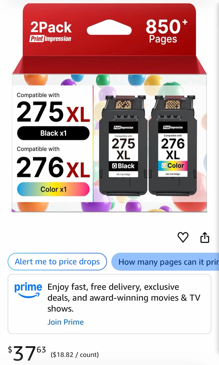 Print Impression forCanon 275XL/276XL Ink Cartridge 2-Pack - photo 2