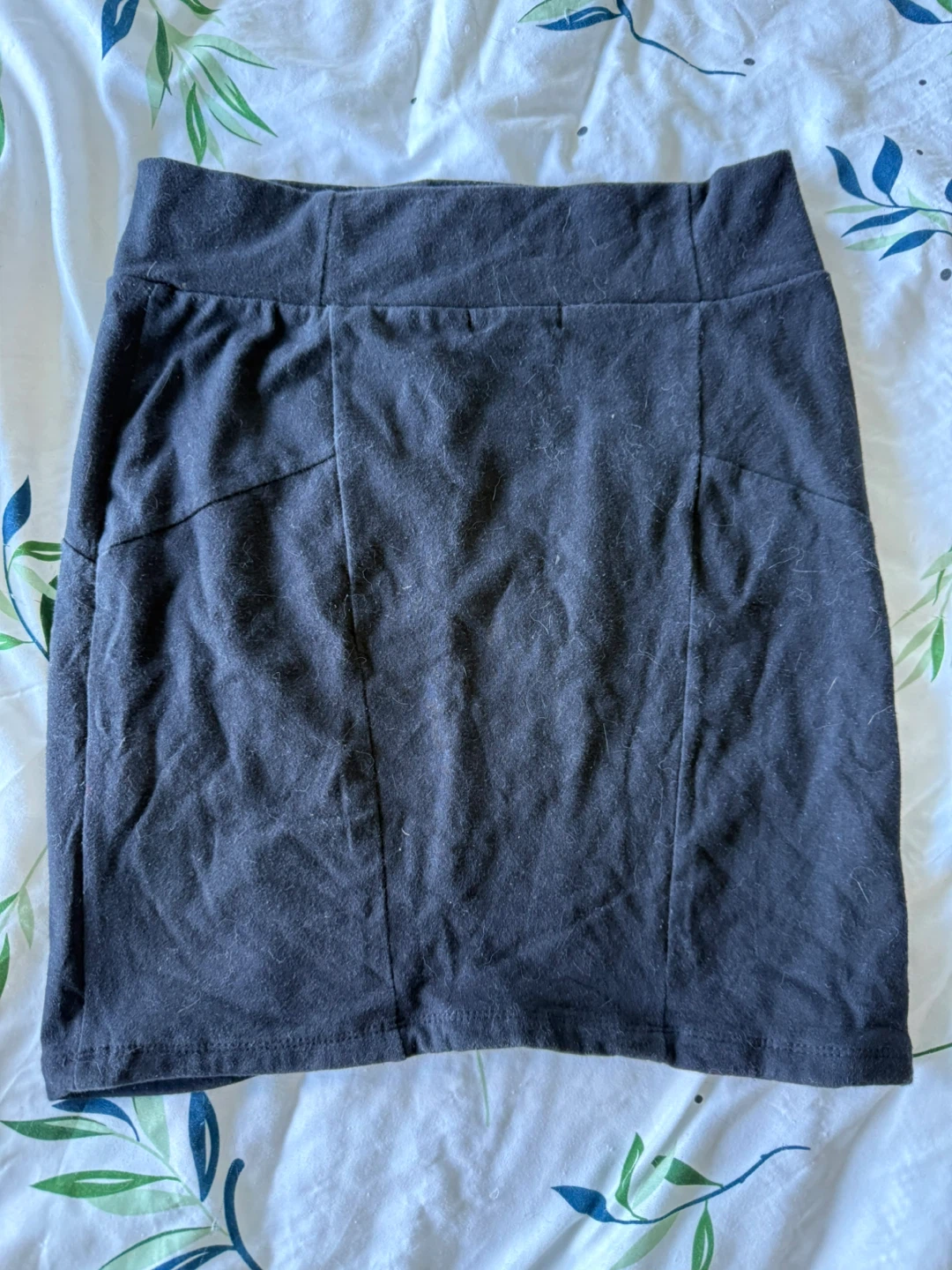 Black cotton mini skirt