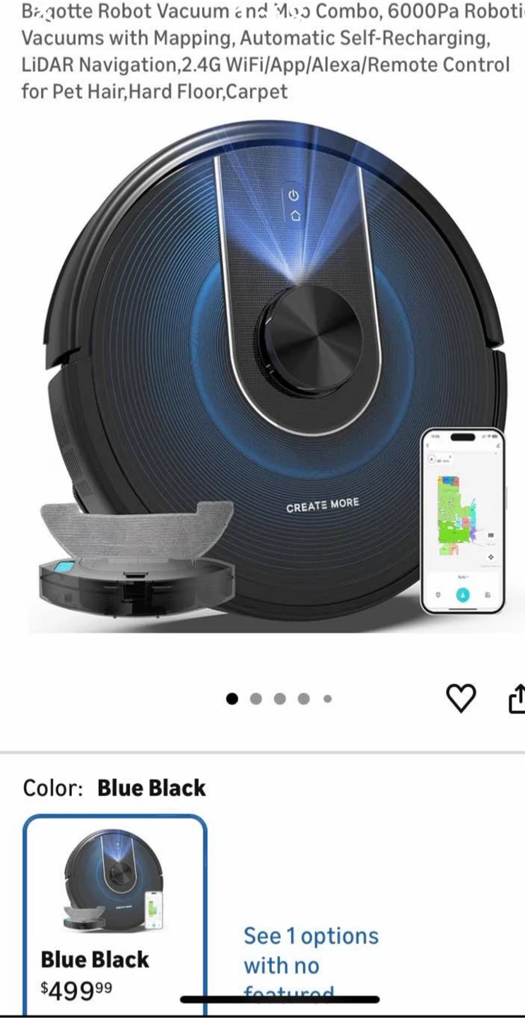 Bagotte Robot Vacuum and Mop Combo