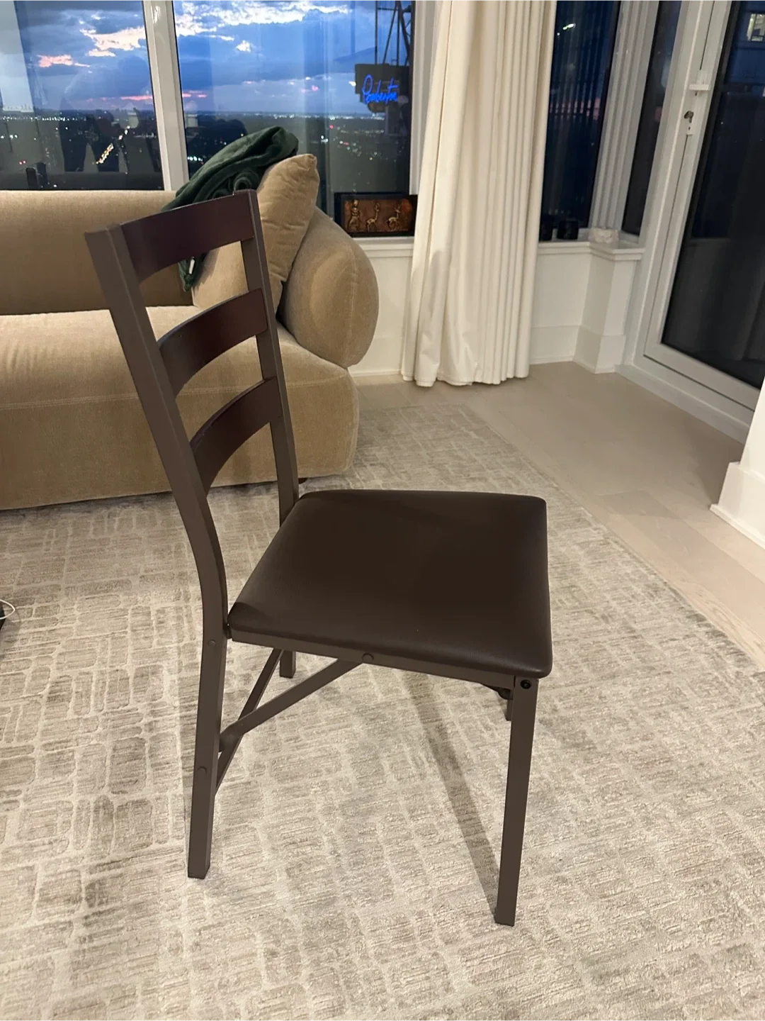 2x Dark Brown Dining Chairs (foldable)