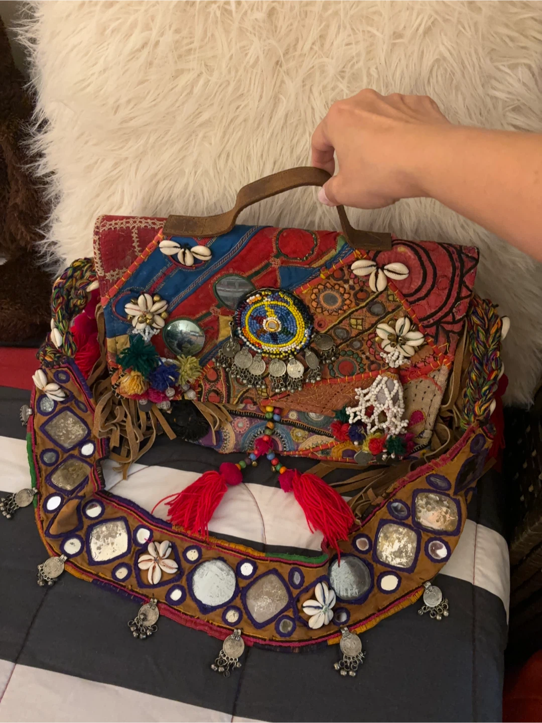 Boho Patchwork Embellished Crossbody Bag - photo 2