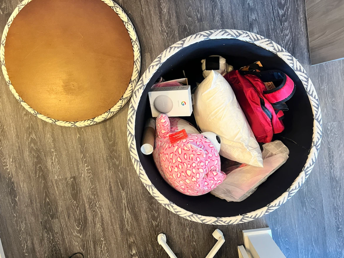 Round Fabric Storage Ottoman - photo 5