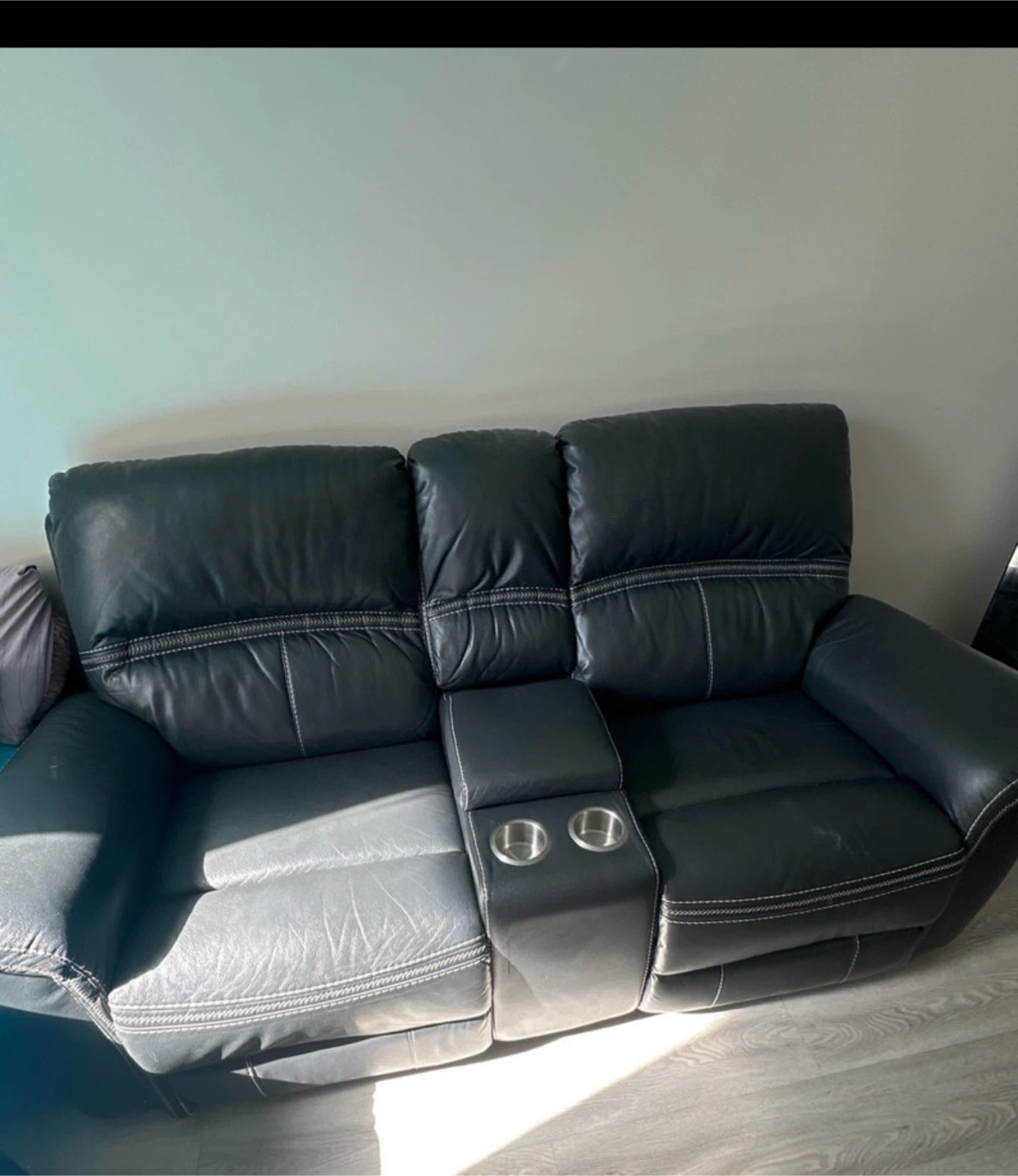 Black Leather Reclining Loveseat