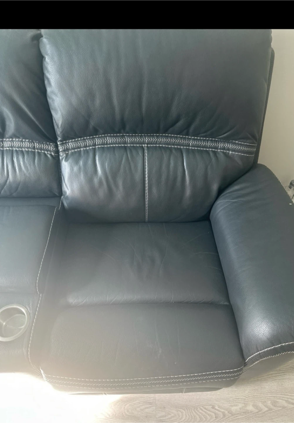 Black Leather Reclining Loveseat - photo 2