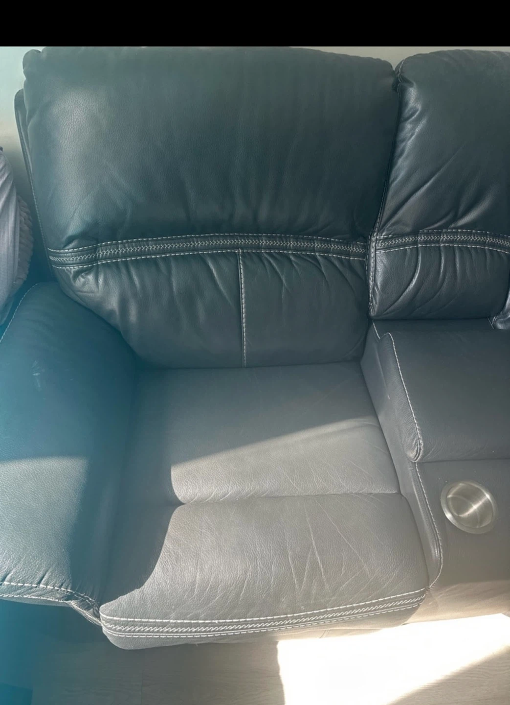 Black Leather Reclining Loveseat - photo 3