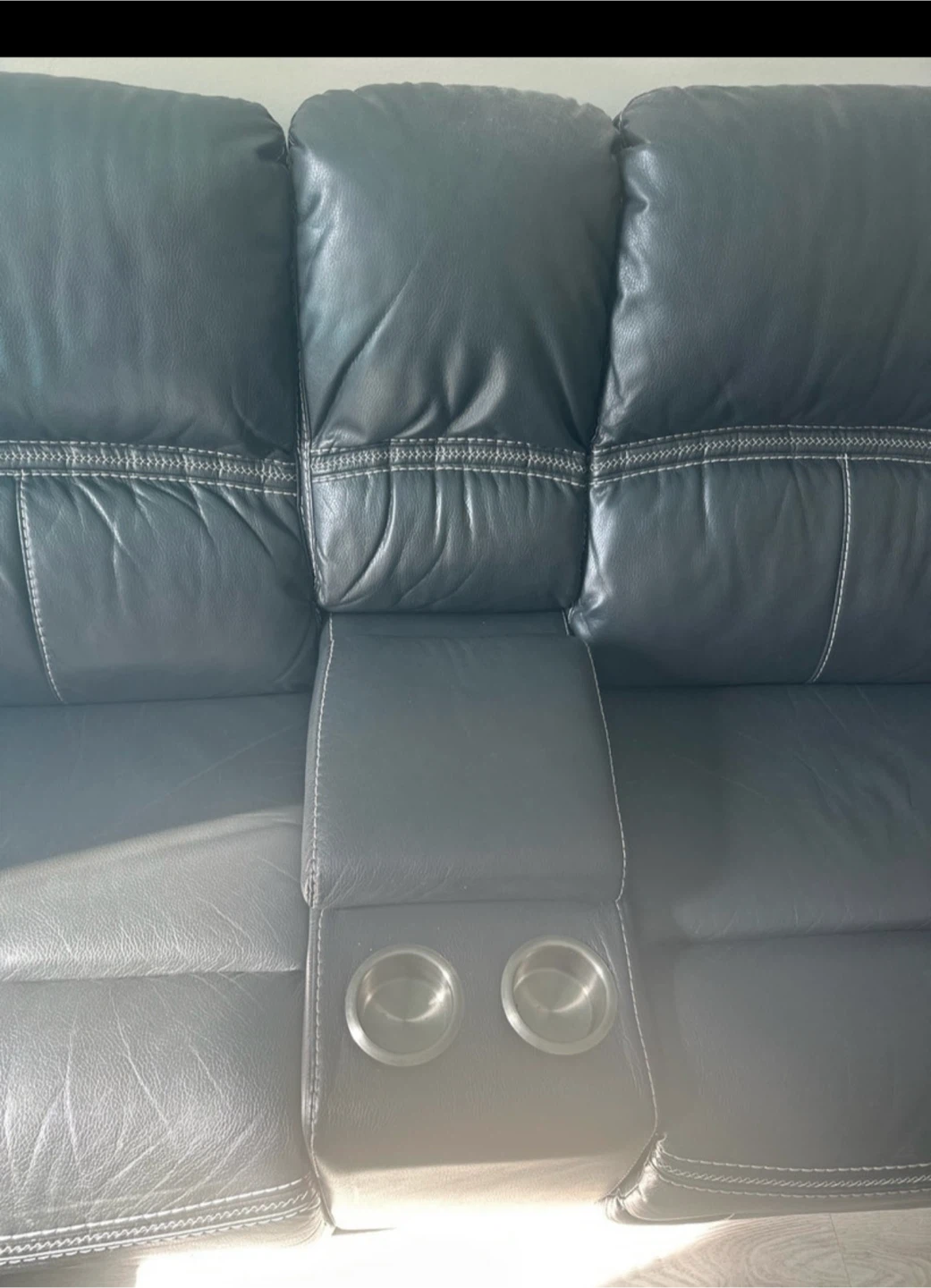 Black Leather Reclining Loveseat - photo 4