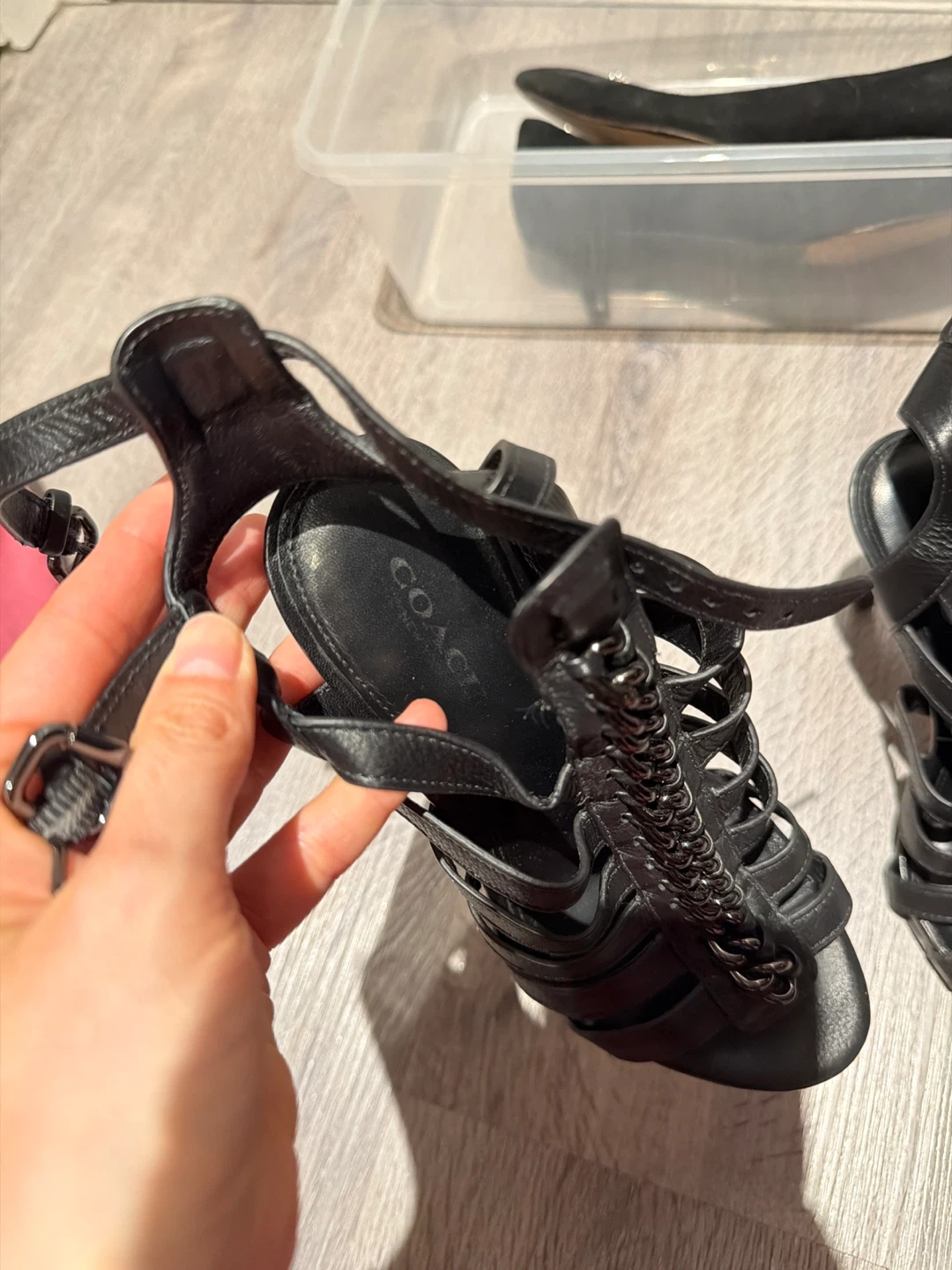 Coach Black Strappy Heels Size 5B - photo 4