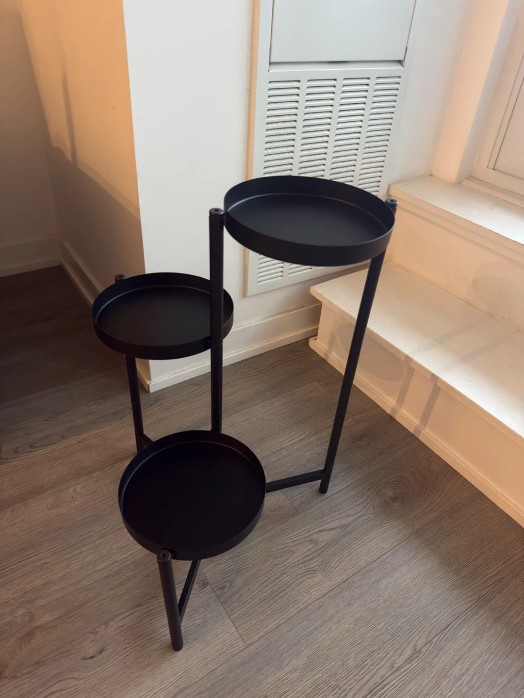 Black Metal Three-Tier Plant Stand