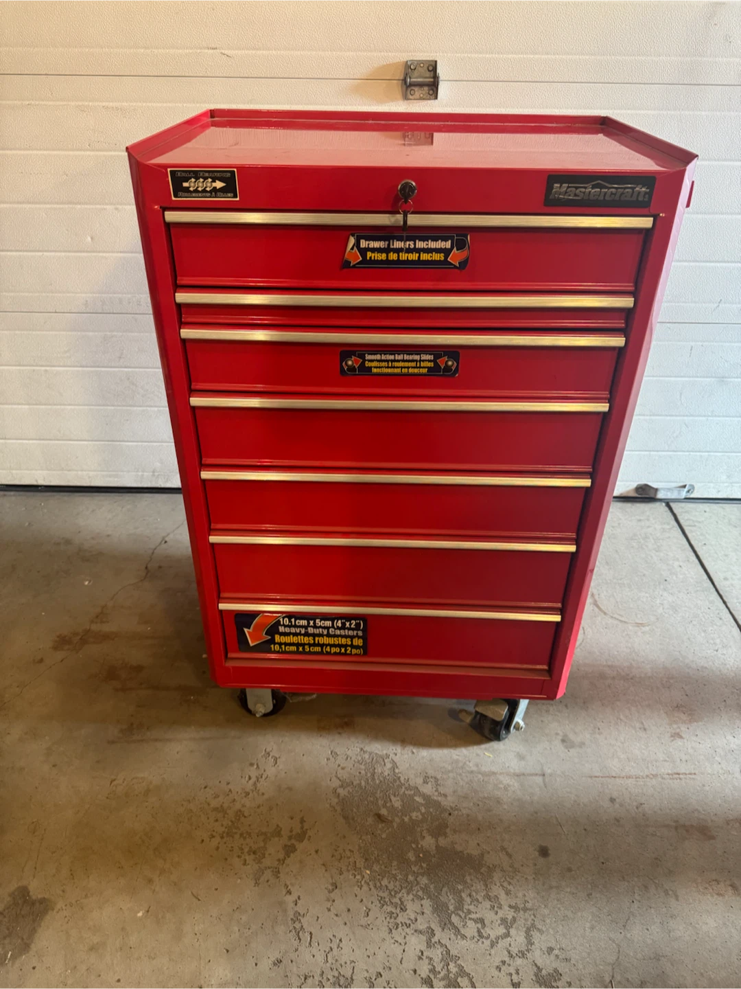 Mastercraft Toolbox on Wheels. Bottom Roller Cabinet with Keys.