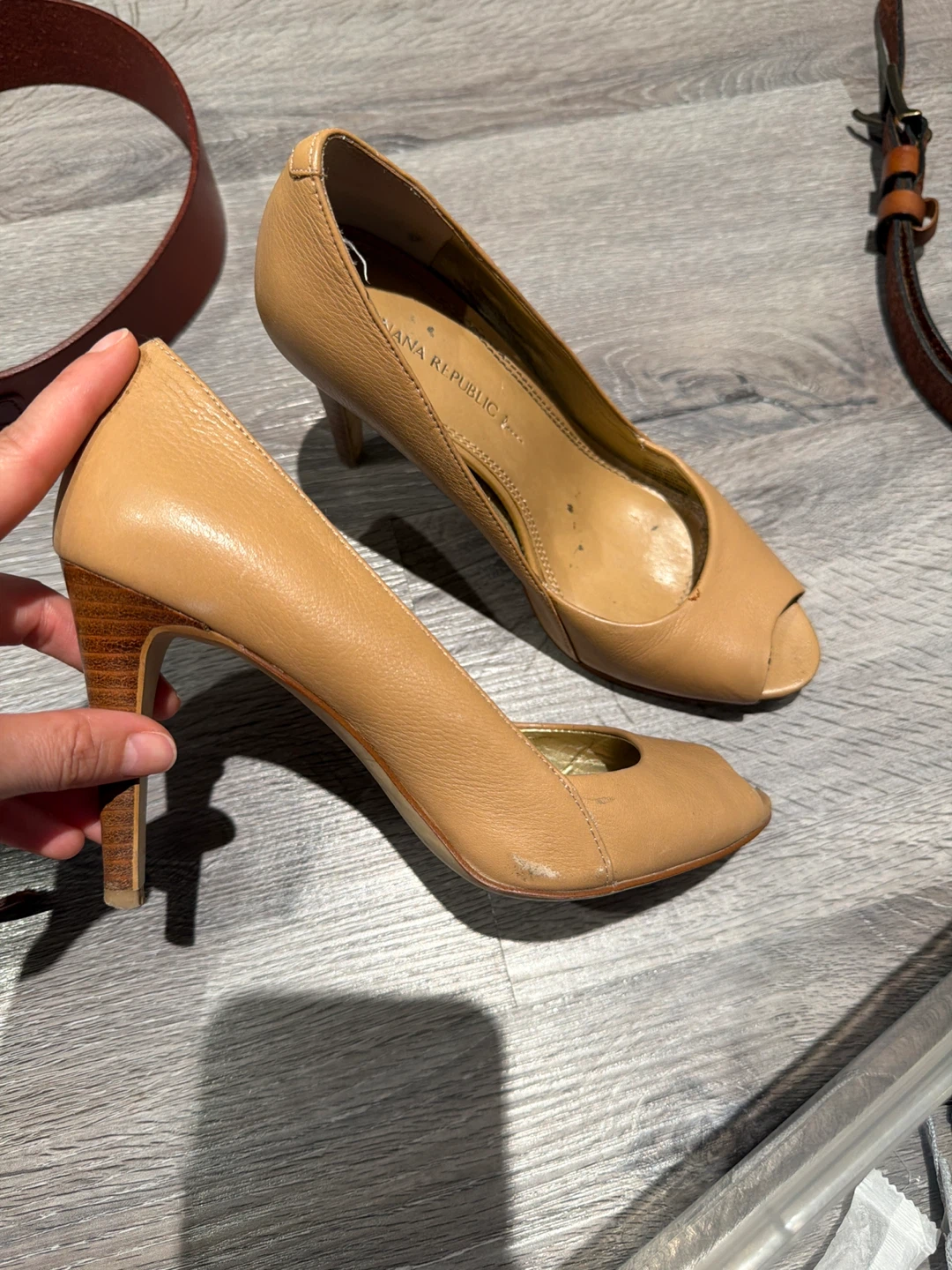 Banana Republic Tan Peep-Toe Heels - Size 6