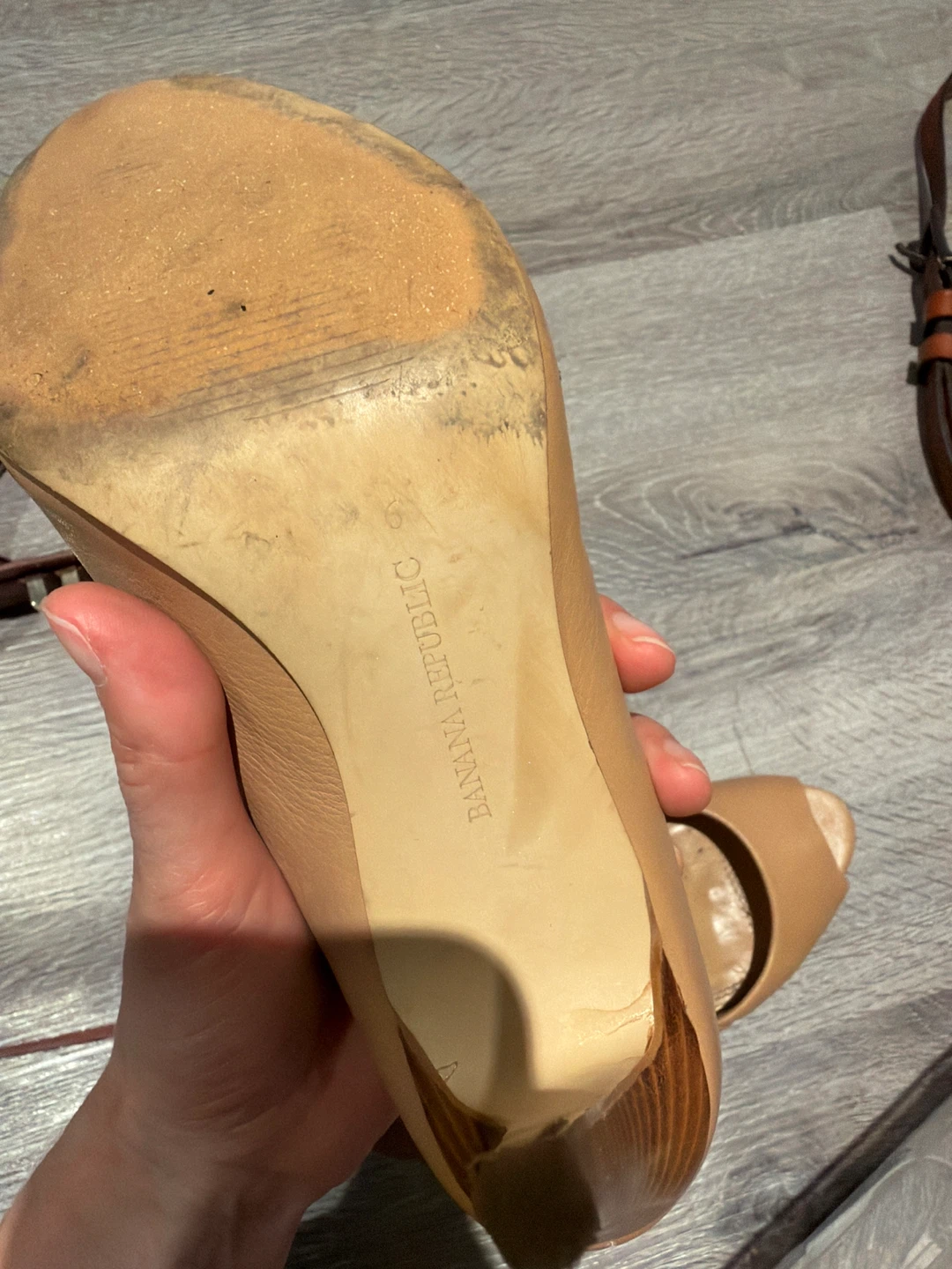 Banana Republic Tan Peep-Toe Heels - Size 6 - photo 2
