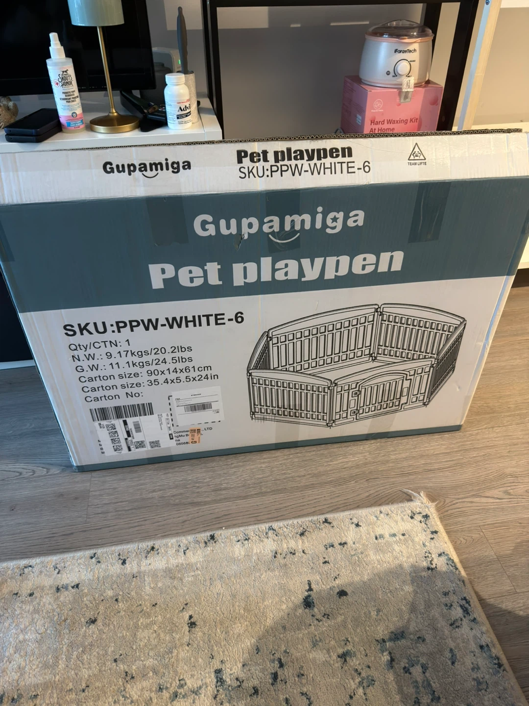 Gupamiga Pet Playpen SKU:PPW-WHITE-6