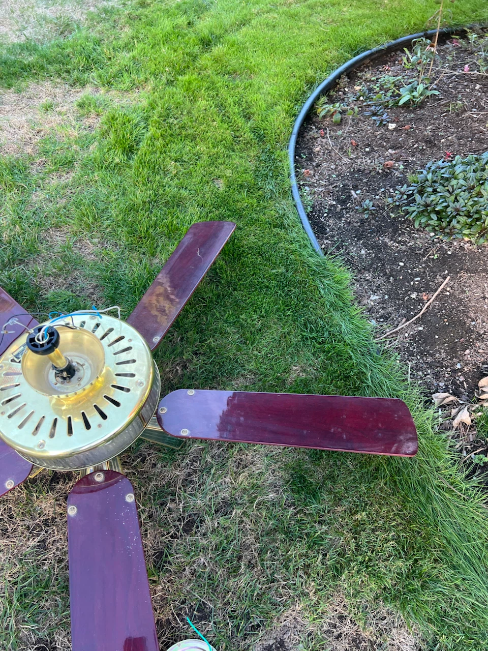 Vintage Brass Ceiling Fan with Light