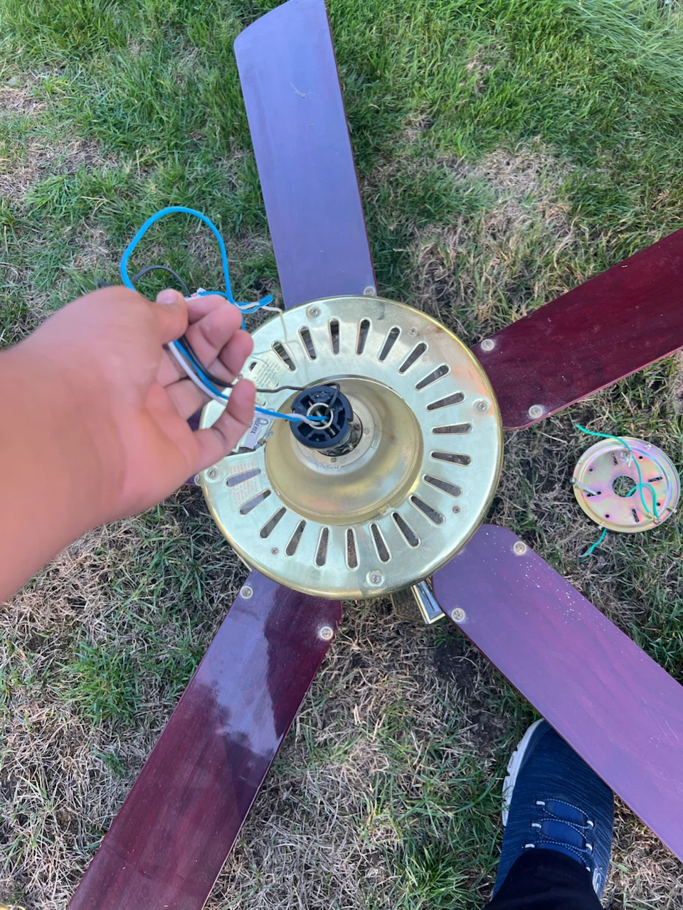 Vintage Brass Ceiling Fan with Light - photo 2