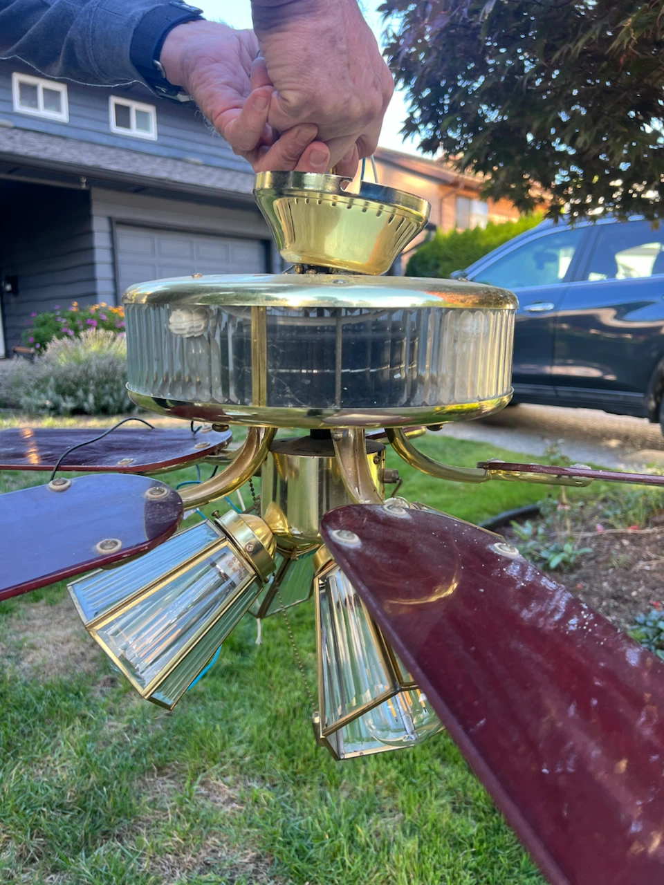 Vintage Brass Ceiling Fan with Light - photo 3