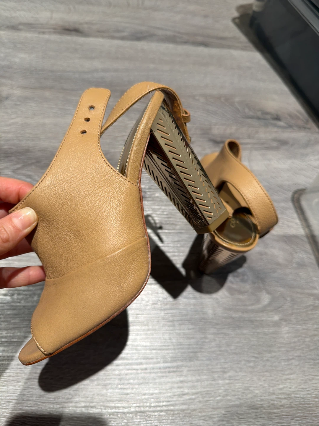 Coach Tan Leather Peep-Toe Heels - photo 2