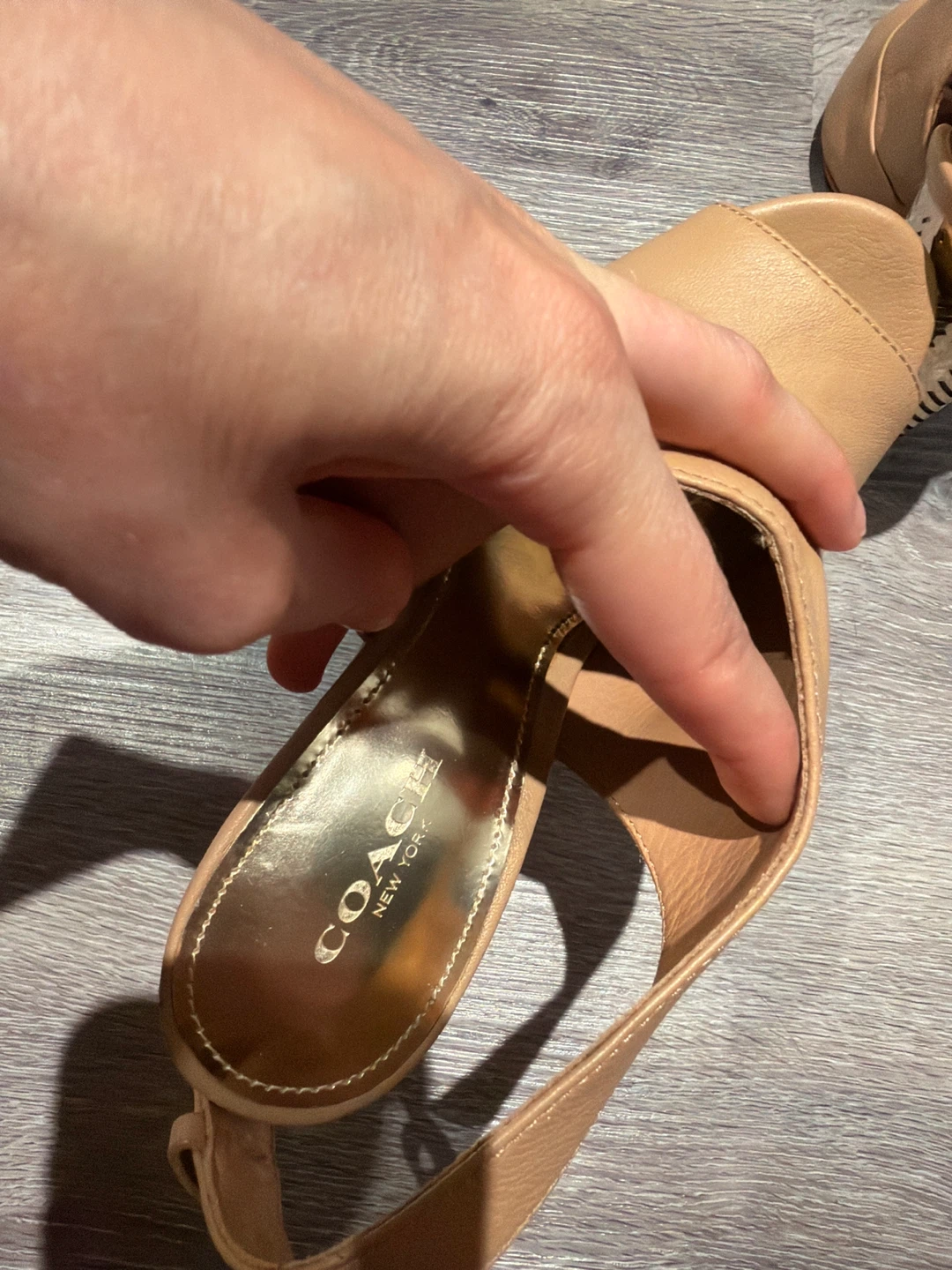 Coach Tan Leather Peep-Toe Heels - photo 3