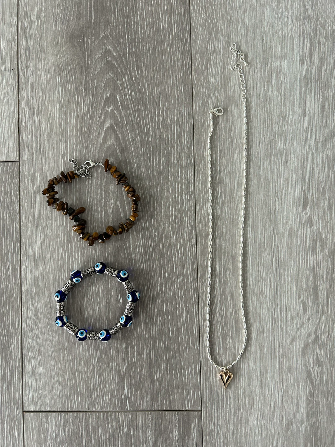Heart Necklace and Two Bracelets Set