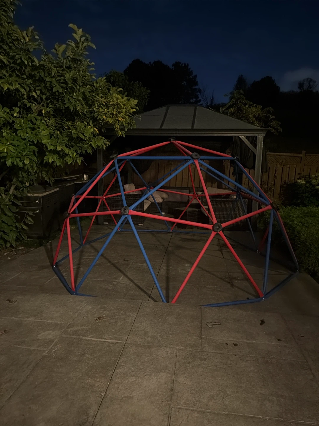 Red and Blue Metal Climbing Dome