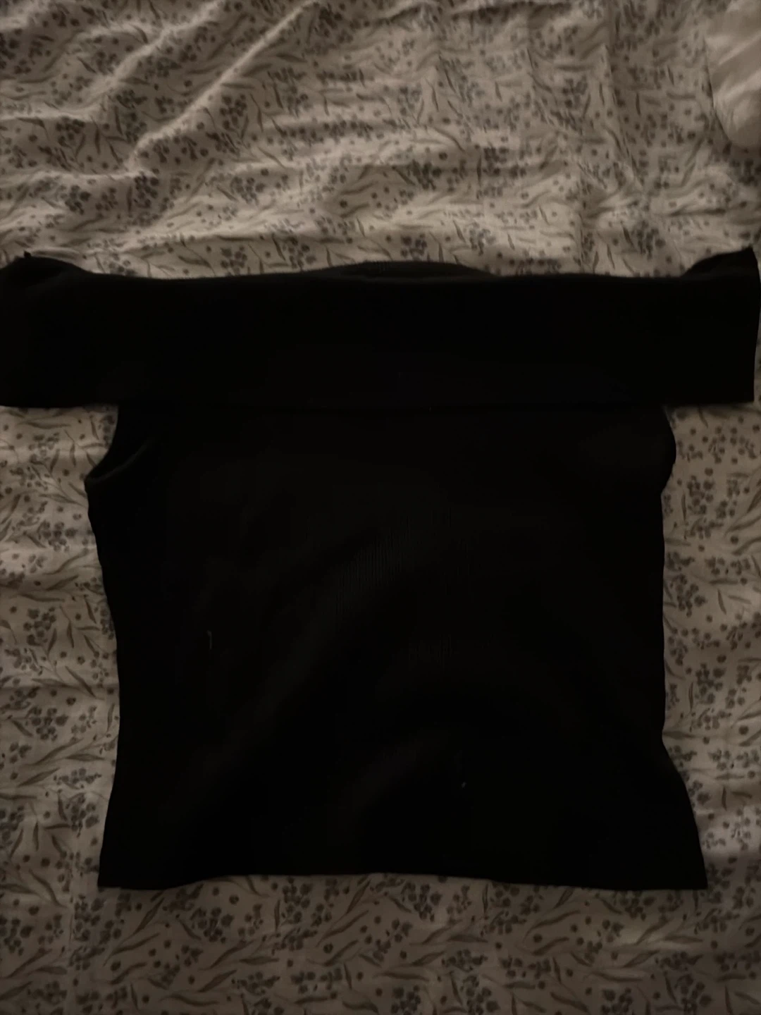 Black Off-The-Shoulder Ribbed Top