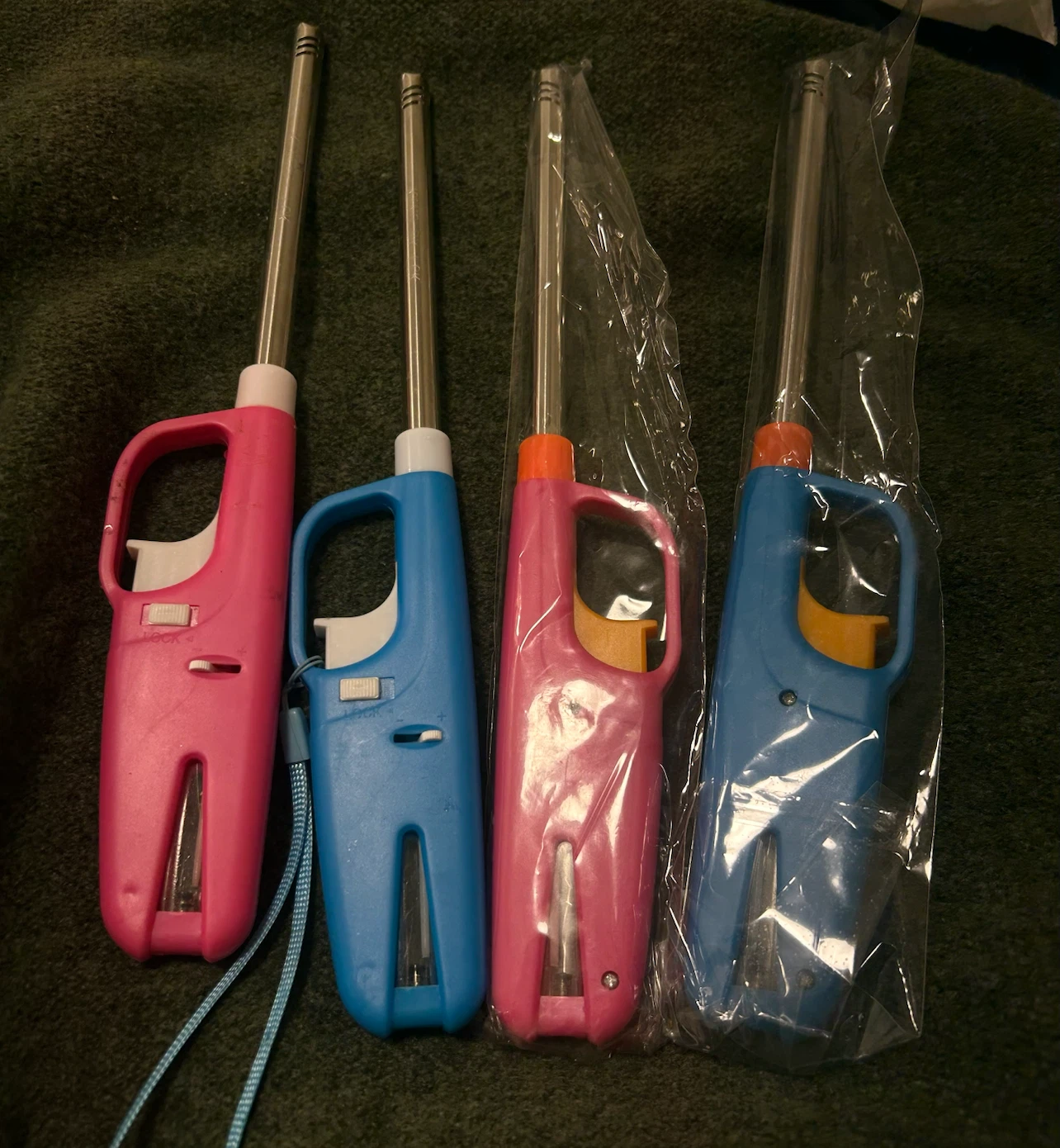 Set of four long-reach utility lighters